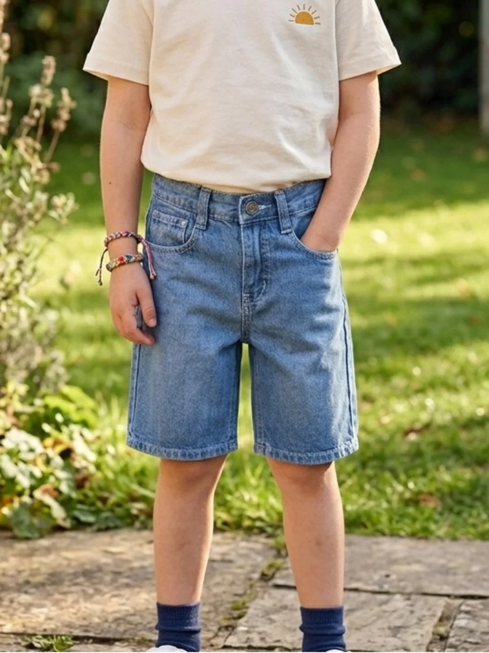 JAMPLAY Boys Denim Shorts | Medium Wash Classic Five-Pocket Jean Jorts